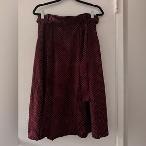 Elegant Burgundy Polka Dot Skirt